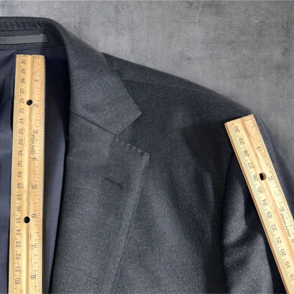M.J.BALE Men's Blazer 40R Sport Coat 2-Button Suit Jacket Gray Lightweight Wool